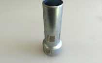 エアバック用チャンバー　SPCE−BN  t＝1.2　精密深絞りの側面に、極小多数穴明け！　円柱真円度：φ24±0.05