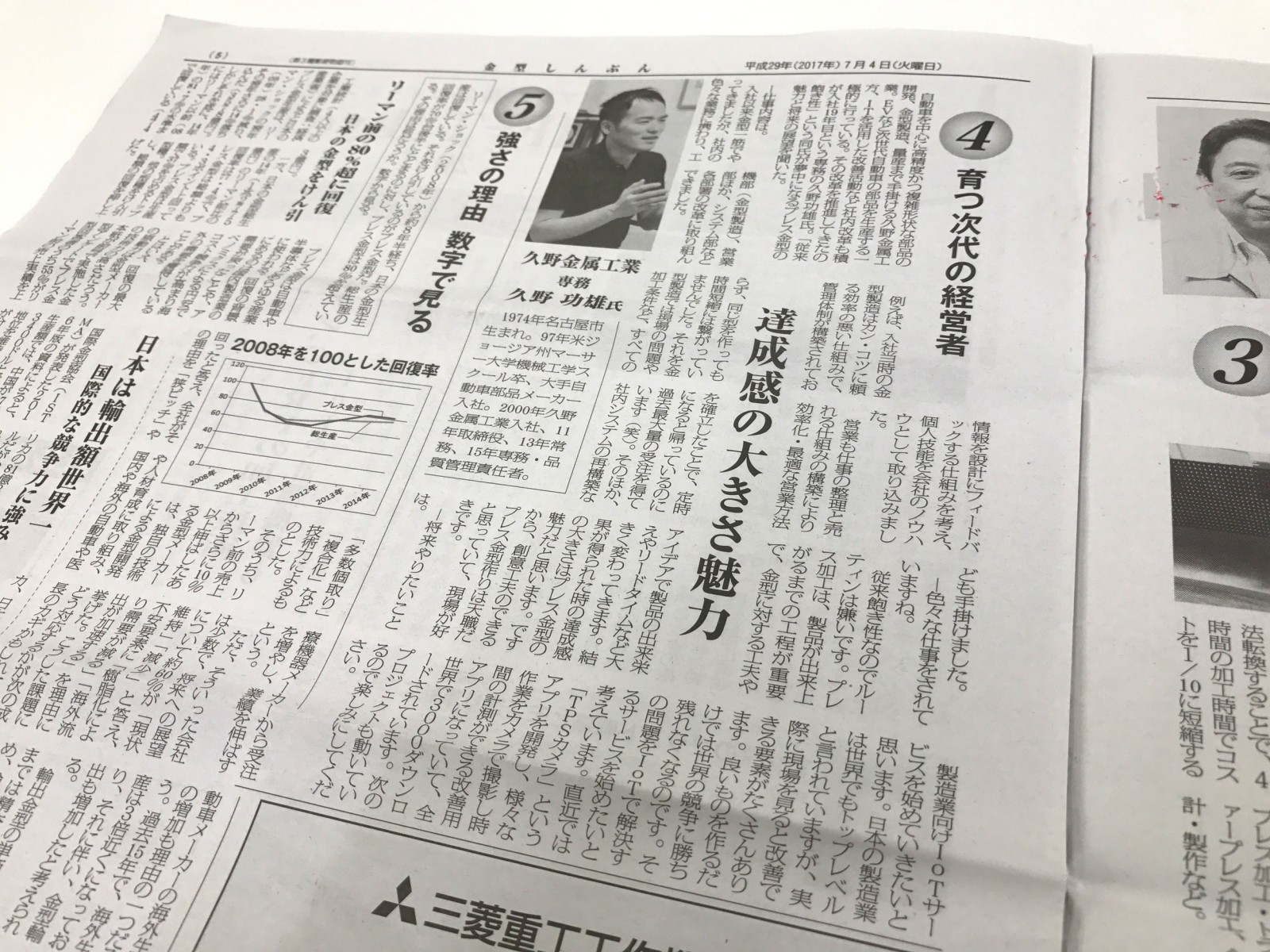 金型しんぶん　育つ次代の経営者で掲載されました
